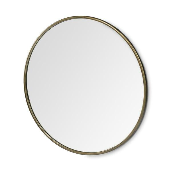 Gfancy Fixtures 47 in. Round Gold Metal Frame Wall Mirror GF3084797